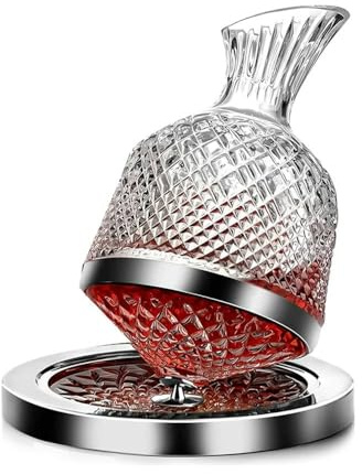 ZBDZSW Red Wine Decanter 50Oz/1500Ml, Wine Carafe Decanter Made of Lead-Free Crystal Glass, 360° Rotating Decanters for Whisky