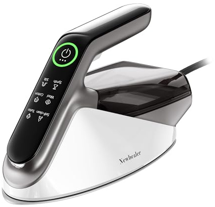 Newbealer Dampfbügeleisen 2400W Turbo - 350 ml abnehmbarer Wassertank, max. 32 g/min Dauerdampf, 200 g Dampfstoß, 4 Dampfstufen, Automatische Abschaltung & Selbstreinigung, Silber
