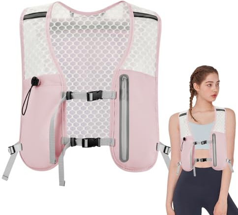Chaleco de hidratación para correr, chaleco de hidratación para correr con correa ajustable, bolsa ligera para el pecho, bolsa de teléfono para hombres, senderismo, ciclismo, maratones, carreras