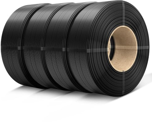 SUNLU 4KG PETG Filament Refill 1.75mm, No-Spule PETG 3D Drucker Filament Bundle, 3D Filament Refill for Reusable Spulen Compatible with Bambu Lab Filament Drucker, 1KG/Rolle, 4 x Schwarz