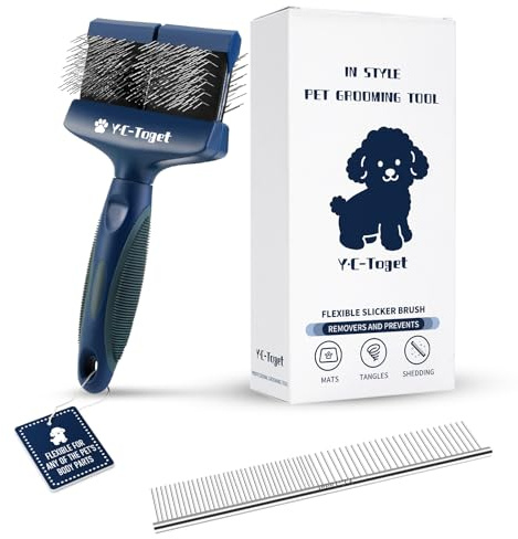 Y.C-Toget Brosse double-face flexible pour Caniches & Doodles – Démêlage doux, anti-sous-poil, idéale pour chats, Goldendoodles, Labradoodles et chiens à poil bouclé