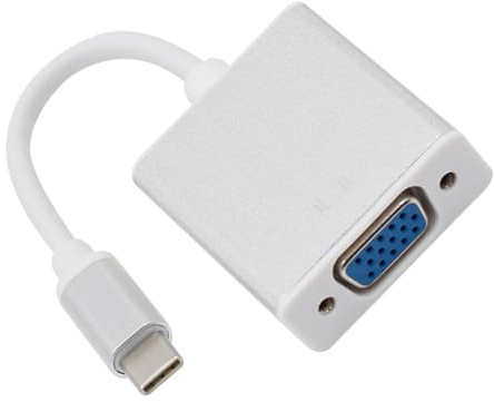Sewroro USB Type-c to Vga Adapter Cable Silver Full HD Video Output for Laptop Monitor Projector Plug and Play Reinforced Connector Compatible with Vga Display Devices