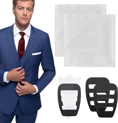YUPZAR 2 Piezas Pañuelos de Bolsillo de Seda para Hombre con 2 Soporte - Accesorios para Traje