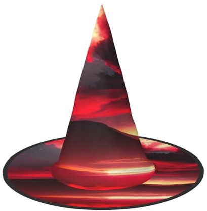 Cxzmnba 2 Stück Roter Himmel bei Nacht Sternenhut Partyhut Halloween Hut Festival Essentials Verkleidung & Cosplay Einheitsgröße