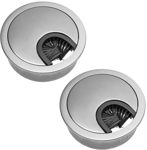 2 PCS Desk Grommet,Brushed Chrome Desk Cable Wire Grommet Cable Port Hole Covers Tidy for Home Office Computer Table Wire Organizer 60mm(2.4 Inch)