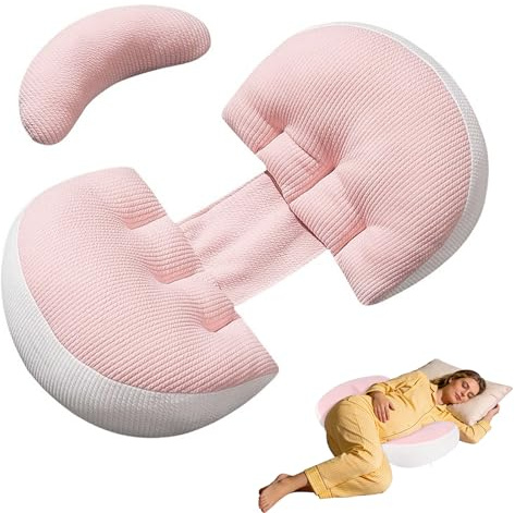 Gaethra Pregnancy Pillows for Sleeping, Strong Support Maternity Pillow for Back, Hips, Belly, Legs, Natural Cotton, Adjustable Pregnancy Wedge Pillow for Pregnant Women