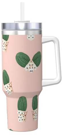 DUWAA Bicchiere grande con stampa di cactus con manico, per uso quotidiano, tazza da caffè caldo/freddo, idea regalo