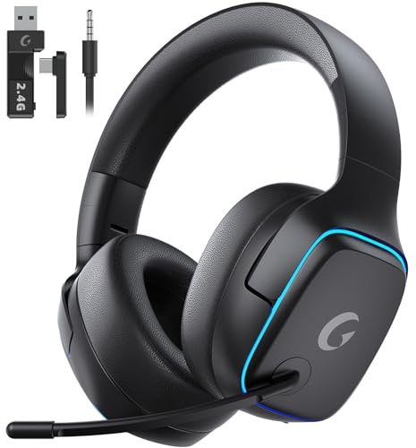 Gvyugke Gaming Headset Wireless for PS5 PS4 PC Switch Mac Phone, Tri-mode | 2.4GHz & Bluetooth 5.3 Wireless & 3.5mm Wired Gaming Headphones with Noise Cancelling Mic, 7.1 Surround Sound, 70H Playtime