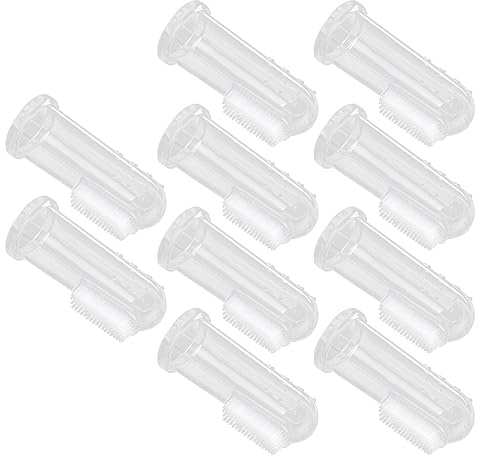 Tomantery Baby Finger Tandborste Spädbarn Mjuk Silikon för Utveckling Av Munhygien för Nyfödda 10st (Transparent skal)