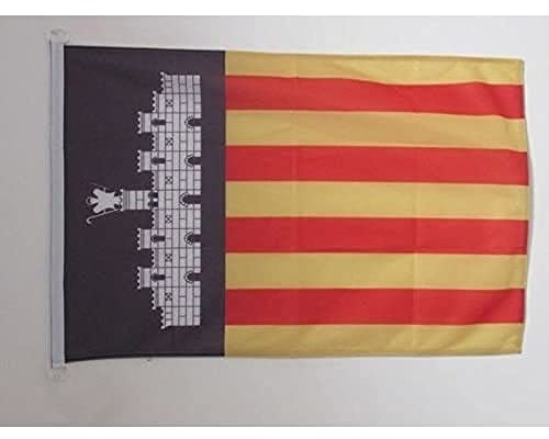 AZ FLAG Bandera de Mallorca 90x60cm Uso Exterior - Bandera MALLORQUINA 60 x 90 cm Anillos | Uso exterior y náutico Enseña náutica mallorquina resistente a la intemperie con costuras dobles y bordes reforzados