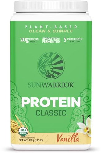 Sunwarrior Classic Vanilla 750g Protein Powder | 18g Protein per Serve | Vegan | Keto | Natural | Organic | Plant Based |