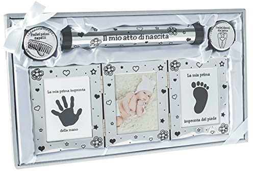 INtrenDU Set Regalo Neonato con Cornice Impronte Mani e Piedi Bambino, Porta Dentini, Porta Capelli e Custodia Certificato di Nascita – Regalo Nascita Originale per Genitori e Nonni