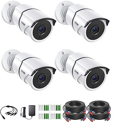 ZOSI 4PACK 1920TVL 1080P HD TVI Security Cameras 120ft Night Vision CCTV Cameras Home Security Day/Night Waterproof Camera for 720P,1080P,5MP,4K HD-TVI Analog DVR Systems