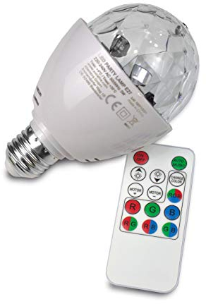 SATISFIRE PARTY LAMPE | E27 Fassung | einfacher, raumfüllender LED Partyeffekt | mit Fernbedienung