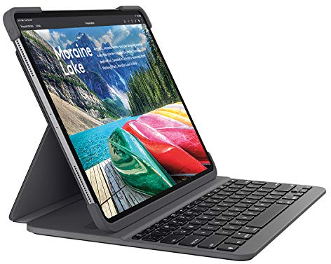 Logitech SLIM FOLIO PRO für iPad Pro 11 Zoll Tastatur-Case mit Hintergrundbeleuchtung und Bluetooth (Modell: A1980, A1934, A1979, A2013), Deutsches QWERTZ Layout - Graphit