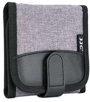 JJC Camera Filter Case 3 Pockets Holds 3 x UV CPL ND Round Filters up to 82mm Foldable Belt Loop Design Carrying Pouch with Microfiber Cleaning Cloth (Gray)