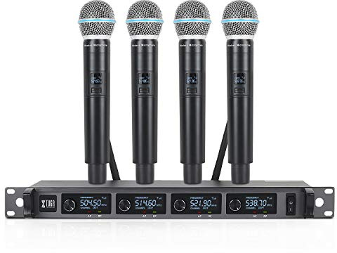Sponsored Ad – XTUGA A140 Wireless Microphone System, 4-Channel UHF Cordless Mic Set with Four Handheld Mics, All Metal Bu.