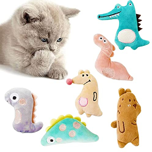 AUXSOUL 6 Stück Katzenminze Plüsch Spielzeug, Katzenspielzeug mit Katzenminze Niedlich Plüsch Katzenspielzeug Katzenplüsch Kauspielzeug für Katzen Kitten