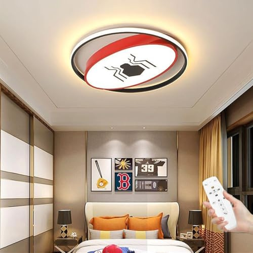 WJLL Plafonnier Moderne Chambre d'enfant Lampe De Plafond Lustre LED Dimmable avec Télécommande Éclairage De Plafond Super-héros spiderman pour Garçons Filles Chambre Restaurant Lumière,40cm