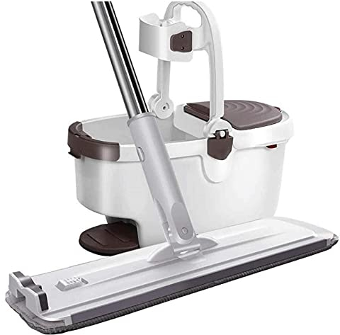 BKWJ Mopas y Cubos para la Limpieza del Piso, Cuarto de baño Cocina de Cocina Limpieza de Microfibra, trapeador de Giro y Cubo