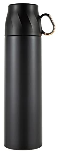 Stainless Steel Insulated Water Bottle,Vacuum Cup with Handle & Leakproof Lid,Double Walled Flask Coffee Cup Keep Hot & Cold 12 Hours,Sport Travel Mug BPA Free 17oz (Black)