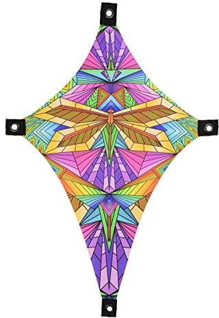 PSYWORK Schwarzlicht Segel Spandex | Drache S Neon Polygon Dragonfly | 0,55 x 1,10m | UV-aktiv | leuchtend | Wandtuch Wandbehang Stoff Neon Deko Party Tuch Tapestry Poster Psy Goa