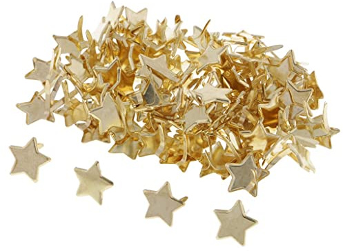 Dickly 100x Stern Metall Brads Papierverschluss für Papierhandwerk Gold 14mm