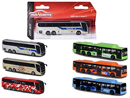 Majorette 212053159SDN - Man Stadtbus - Stadtbus aus Metall mit Freilauf, 13 cm, Ab 3 Jahren, Erhältlich in 6 verschiedenen Modellen und Farben, Zufällige Auswahl