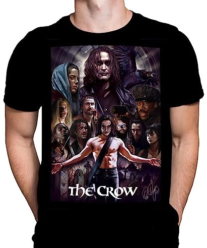 Crow Montage Mens Tshirt Gothic Horror Film Print, Black Cotton T-Shirt, Movie Poster Tee