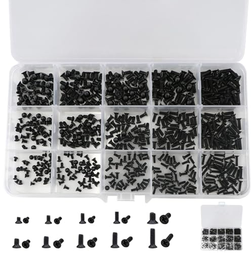 Tornillos de Ordenador, 450 piezas de Tornillos para Computadora portátil, Micro Ttornillos de Reparación, 15 Tamaños de Micro Tornillos de Acero al Carbono, para Ordenador, Placa Base