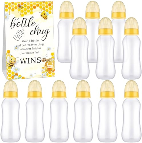 Trelaco 12 Pcs Baby Shower Bottle Chug Game, Bee, Yellow