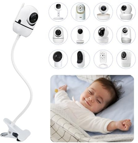 Flexible Babyphone-Clip-Halterung, kompatibel mit Infant Optics DXR-8 Pro, Nanit Pro, Owlet, Eufy, HelloBaby, Motorola, Vtimes, Arenti, VTech, Babysense und anderen Babykameras mit 1/4 Schraubenloch