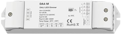 Dimmer DALI 12V-24VDC 4CH DA4-M 1 indirizzo/4 canali/DT8 DT6/tensione costante/dimmer PWM monocromatico/CCT/RGB/RGBW striscia LED