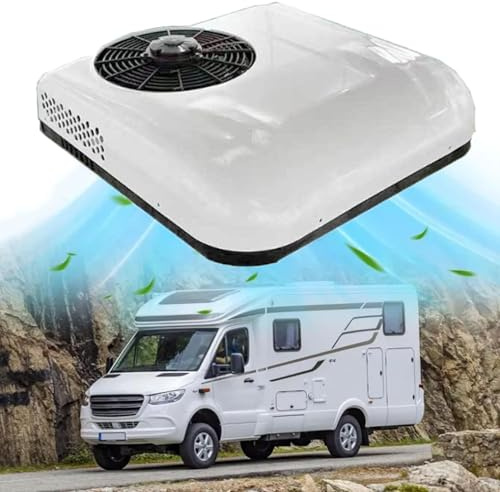 Aire Acondicionado 12V/24V DC, Aire Acondicionado de Techo Universal para Camión y Autocaravana, con Refrigeración, Bajo Ruido, Aire Acondicionado de Techo para Automóvil, Aire Acondicionado,White-24V
