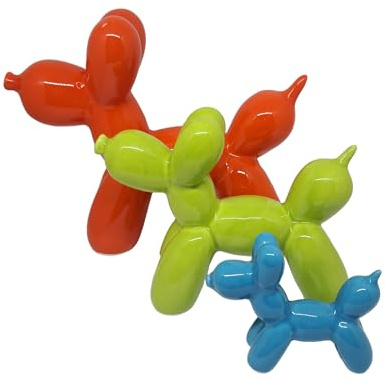 Cane palloncino fatto a mano in ceramica - scultura in ceramica - decorazione per la casa - tre dimensioni disponibili - cane scultura (19, BIANCO)