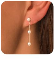 Moodear Pearl Dangle Earrings for Women - Trendy Lightweight Hypoallergenic Dainty Pearl Drop Earring