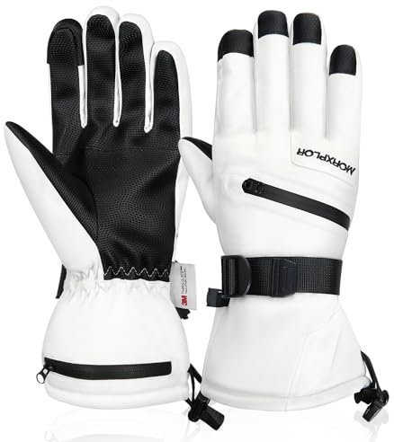 MORXPLOR Ski Snow Gloves for Men Women,3M Thinsulate Insulated Warm Winter Snowboard Windproof Winter Touchscreen Snowmobile Gloves for Cold Weather