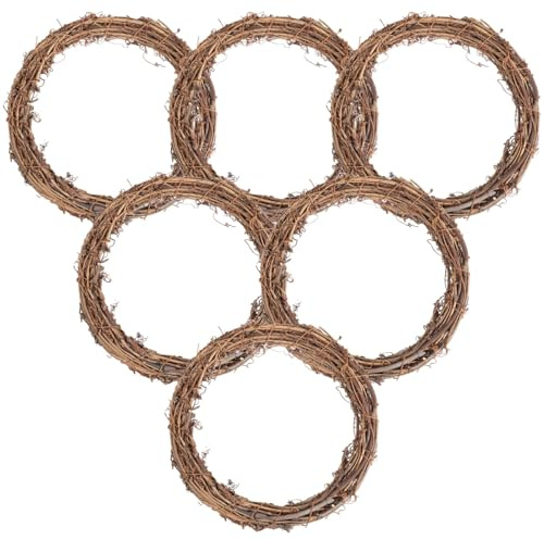 6 Pcs Grapevine Wreath 8 inch - DIY Crafts Natural Grapevine Twig Vines, Vines Garland Wreaths for Wedding House Holiday Door Vase Wall Decor