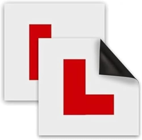 Dekton 2-Pack Car Magnetic 'L' Plate | Easy Removal & Fitting | Ideal for Any Vehicles | Complies with Department of Transport Regulations | Strong Magnetic Hold | Perfect for New Drivers