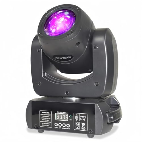 100W Moving Head Led Beam DMX512 Bühnenlicht mit 8 Gobos und 8 Farben Partylicht DJ Licht 8 Prisma Lichteffekt Stage Strobe für DJ Bar Club Disco Hochzeit Party
