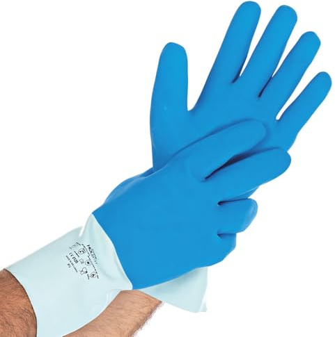 FRANZ MENSCH 2 Stück Chemikalienschutzhandschuhe Hold | Latex, Packung, blau, 10/XL, L: 30cm, Chemikalien Schutz Handschuhe,Chemie Handschuhe