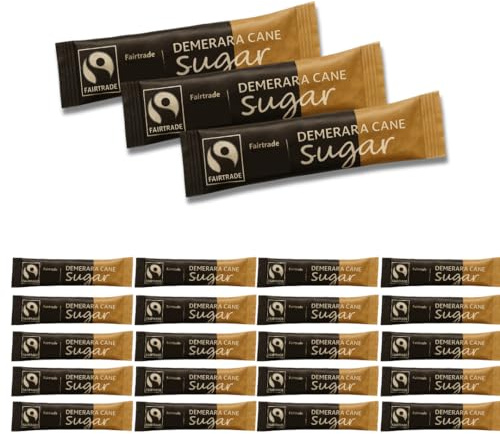 Brown Demerara Sugar Sticks x 125 - Individually Wrapped - Perfect for Travel, Offices, and Catering - WoodzyCo Exclusive