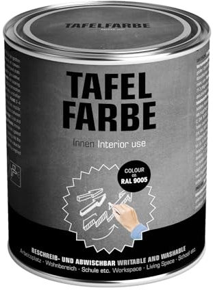 Milacor Tafelfarbe - lösemittelfrei, beschreibbar, deckend - 750 ml (Schwarz (RAL 9005))