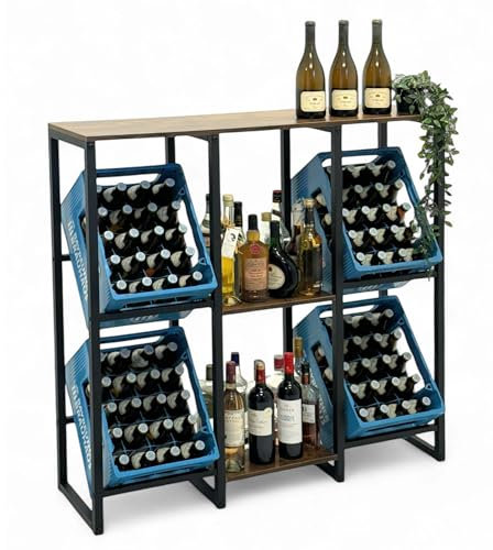 DanDiBo Getränkekistenregal 4 Kisten mit Ablage Holz Metall 96564 Getränkeregal Kistenregal Getränkekistenhalter