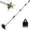 PIMEKOY Extracteur de mauvaises herbes avec long manche, outils de désherbage pour jardin, houe de jardin, râteau pour déracinage