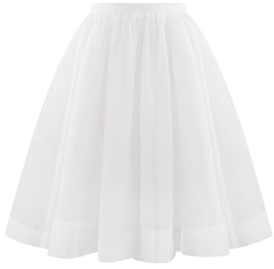 Tüllrock Weiß, 3 Layers Tüll Rock Damen Leicht Blickdicht Tüllrock Mit Elastische Hohe Taille Tutu Tütü Rock Karneval Fasching Große Größen Petticoat Unterrock A-Linie