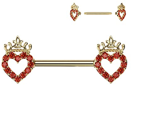 Pain-is-Art Brustwarzenpiercing HOLLOW HEART AND CROWN - 316L Chirurgenstahl - Nipple Shield