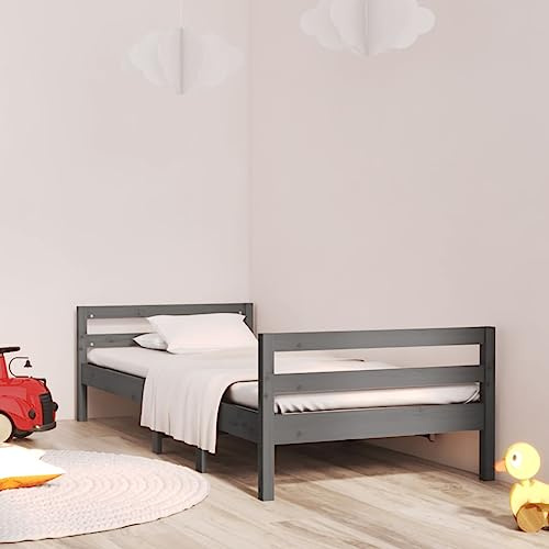 MOBCANT Massivholzbett, Familienbett Bettsystem Futonbett Bettstütze Geeignet für Gästezimmer Wohnungen Hotel Schlafzimmer Grau 90x200 cm Kiefer