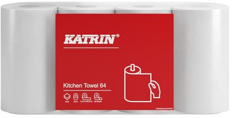 32 Stück Katrin KATRIN Küchenrolle, 2-lagig, weiß, Abrisse: 64, L: 23cm, B: 22,4cm, Ø: 10,5cm, Kerndurchmesser: 4,3cm, Laufmeter: 14,72m