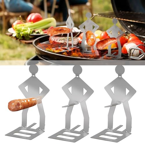 Onlvmyur 3 st grillkorvhållare i rostfritt stål grilltillbehör rolig korvhållare grill kreativt korvstativ för utomhus camping trädgård fest matlagningstillbehör